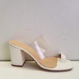 Women's Truffle Collection, White Pu Slip-on Block Heels, Size 5