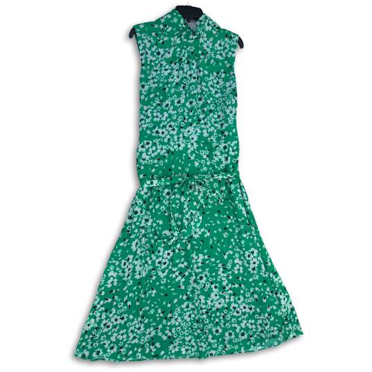 NWT Karl Lagerfeld Womens Green White Floral Tie-Waist Blouson Dress Size 16 image number 1