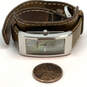 Designer Fossil Silver-Tone Leather Strap Rectangle Dial Analog Wristwatch image number 3