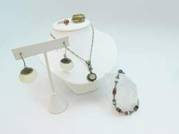 925 MOP Earrings Rose Quartz Pendant Necklace Bracelet Spinner & Carnelian Rings