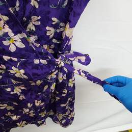 Wm MNG Suit Purple Floral Wrap Belted Dress Sz 8 alternative image
