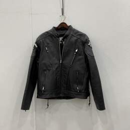 Wilsons Leather Mens Black Open Road Full-Zip Motorcycle Jacket Size XL