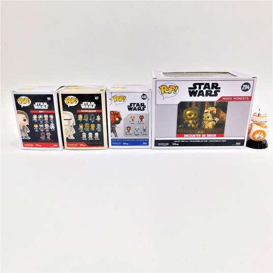 Funko Pop! Star Wars 61 BB-8, 67 First Order Snowtrooper, 161 Rey, 410 Darth Maul, and 294 Encounter on Endor (Set of 5) image number 2