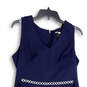 Womens Blue Sleeveless Ruffled V-Neck Knee Length A-Line Dress Size 10 image number 3