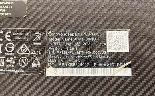 Lenovo Ideapad Y700-14ISK 14" Intel Core i7 PARTS/REPAIR image number 7