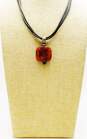 Silpada 925 Amber Pendant Leather Cord Necklace 13.7g image number 1