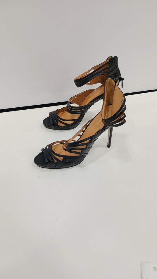 Badgley Mischka Black And Brown Strappy High Heels Size 11 NWT image number 3