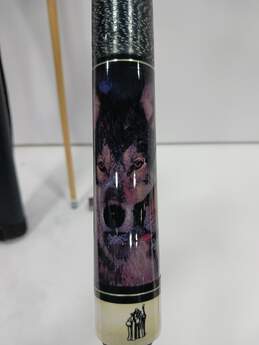 Wolves Print Billiards Pool Cue In Leather Case alternative image