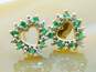 Romantic 10k Yellow Gold Green CZ & Diamond Accent Heart Stud Earrings 1.5g image number 2
