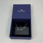Designer Swarovski Silver-Tone Clear Crystal Stone Chain Necklace With Box image number 2