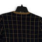 Womens Tan Navy Blue Check Crew Neck Long Sleeve Cardigan Sweater Size M image number 4