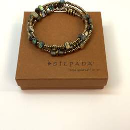 Designer IOB Silpada 925 Sterling Silver Abalone Glass Bead Wrap Bracelet