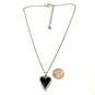 Designer Brighton Silver-Tone Link Chain Black Heart Shape Pendant Necklace image number 2