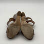 Womens Brown Gold Leather Buckle Wedge Heel Platform Sandals Size 6 M image number 5