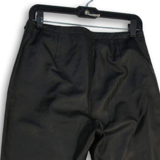 Croft & Barrow Womens Black Leather Side Zipper Straight Leg Ankle Pants Size 8 image number 4
