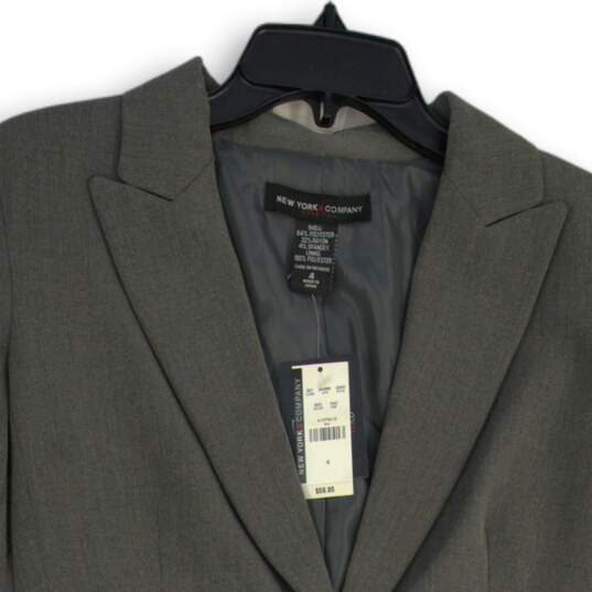 NWT New York & Company Womens Gray Single Breasted One Button Blazer Size 4 image number 3