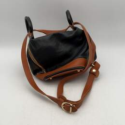 Valentina Womens Bucket Bag Adjustable Strap Zip Top Leather Brown Black alternative image