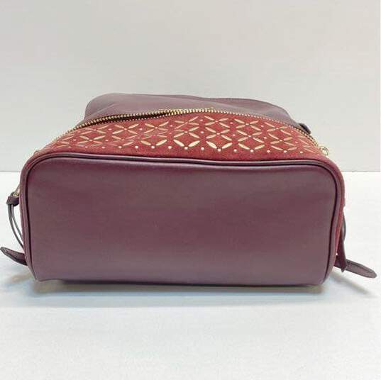 Michael Kors Rhea Floral Burgundy Studded Leather Backpack Bag image number 7