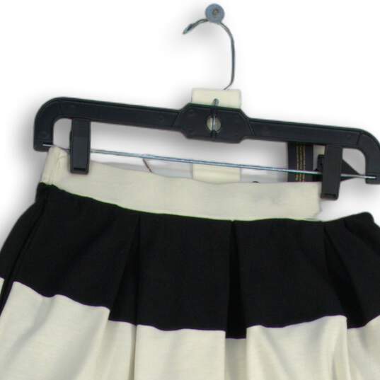 NWT Womens White Black Striped Pleated Elastic Waist Pull-On A-Line Skirt Sz XXS image number 4