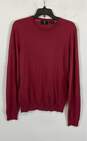Hugo Boss Womens Red Cotton Slim Fit Long Sleeve Crew Neck Pullover Sweater Sz M image number 1