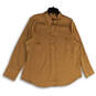 Womens Brown Spread Collar Long Sleeve Classic Button-Up Shirt Size XL image number 1