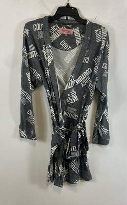 Juicy Couture Womens Black Printed Long Sleeve Tie Robe Size L/XL