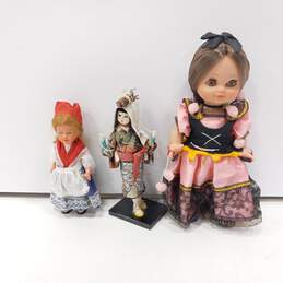 Bundle of 3 Assorted Ethnic Girl Dolls