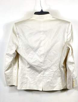 Helmut Lang Womens White V-Neck Pockets Long Sleeve Single-Breasted Blazer Sz 6 alternative image