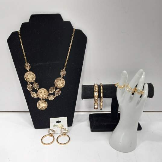 8pc Gold Tone Costume Jewelry Collection image number 1