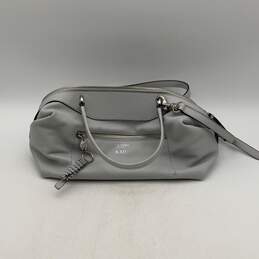 Henri Bendel Womens Gray Leather Bottom Stud Adjustable Strap Satchel Bag Purse