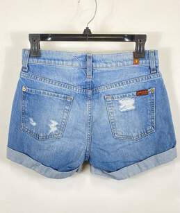 7 For All Mankind Womens Blue Cotton Distressed Cuffed Hot Pants Short Size 25 alternative image