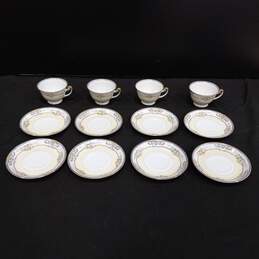 Meito China Japanese Made Bundle of 8 Floral Plates w/4 Matching Tea Cups alternative image