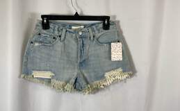 NWT Free People Womens Daisy Blue Lace Distressed Denim Cut-Off Shorts Size 26