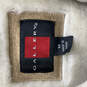 Womens Beige Long Sleeve Fur Spread Collar Pocket Full-Zip Jacket Size M image number 3