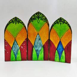 Vintage Stained Painted Glass Trifold Separator alternative image