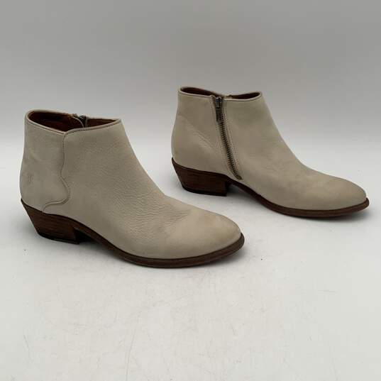 Frye Womens Carson Piping Off-White Brown Leather Side Zip Ankle Boots Size 7.5M image number 3