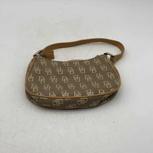 Dooney & Bourke Womens Brown Signature Print Zipper Pocket Shoulder Bag Purse image number 2