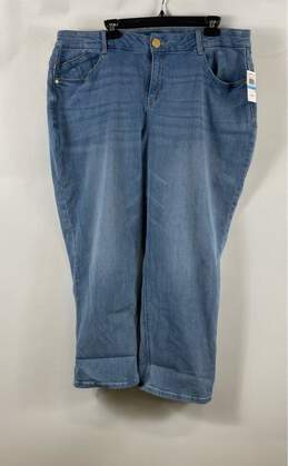 NWT Democracy Womens Blue Medium Wash High Rise Denim Capri Jeans Size 20W