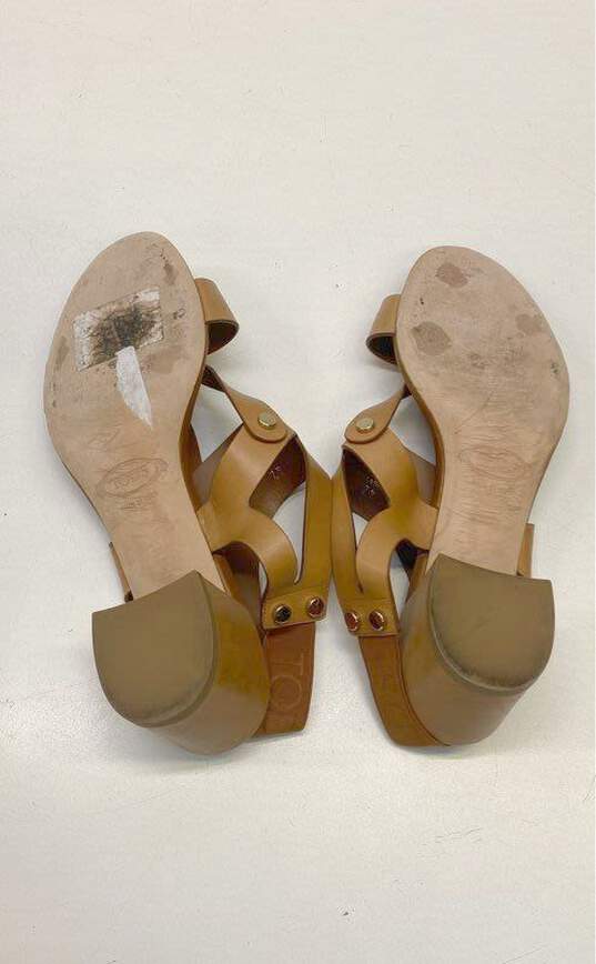 Tod's Leather T Strap Cut Out Slingback Sandals Tan 10 image number 6