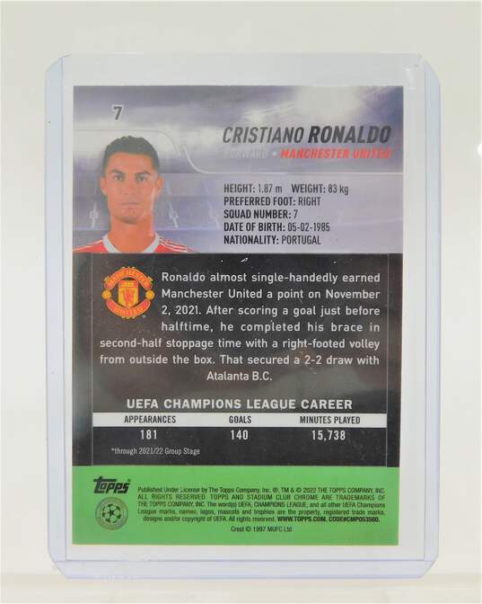 2021-22 Cristiano Ronaldo Stadium Club Chrome UCL Manchester United image number 2