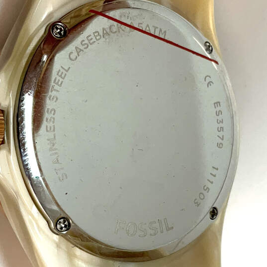 Designer Fossil ES-3579 Rhinestone Chronograph Dial Analog Wristwatch image number 4