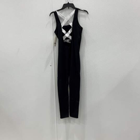 NWT Fabletics Womens Black Sleeveless Square Neck One Piece Jumpsuit Dress Sz M image number 2