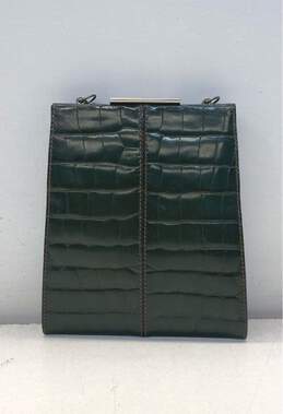 Adrienne Vittadini Olive Green Croc Embossed Small Clutch Bag