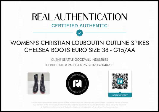 Christian Louboutin Women's Out Line Spike Black Chelsea Boots Size 7.5 w/COA image number 2