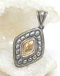 Retired James Avery 925 Sterling Silver & 14k Yellow Gold Bead Diamond Shape Pendant 9.1g image number 1