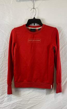 Scotch & Soda Womens Red Long Sleeve Crew Neck Pullover Sweatshirt Size X Small