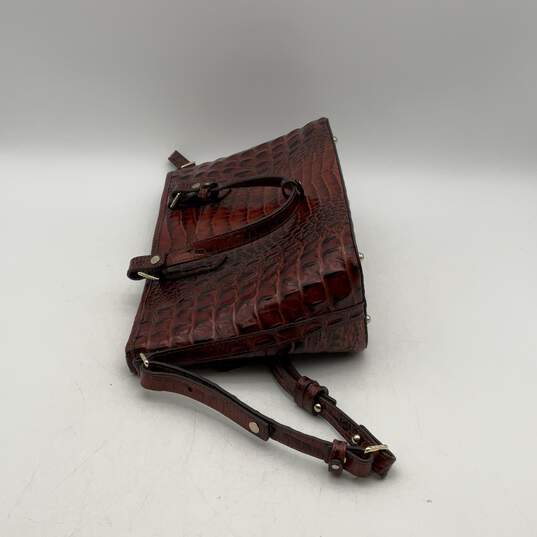 Brahmin Womens Brown Alligator Skin Texture Inner Pocket Satchel Bag Purse image number 4