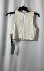 NWT My Michelle Womens White Floral Lace Back Zip Sleeveless Cropped Tank Size 7 image number 2