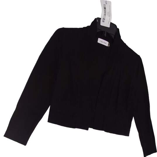 Womens Black Long Sleeve Collared Open Front Cropped Cardigan Size Small image number 3