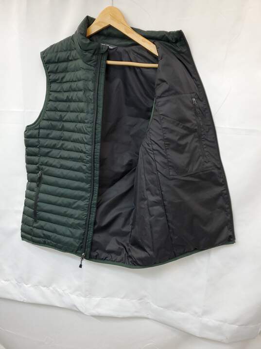 Unisex Eddie Bauer 650 Dark Green Puff Microlight Down Full Zip Vest Sz M image number 2